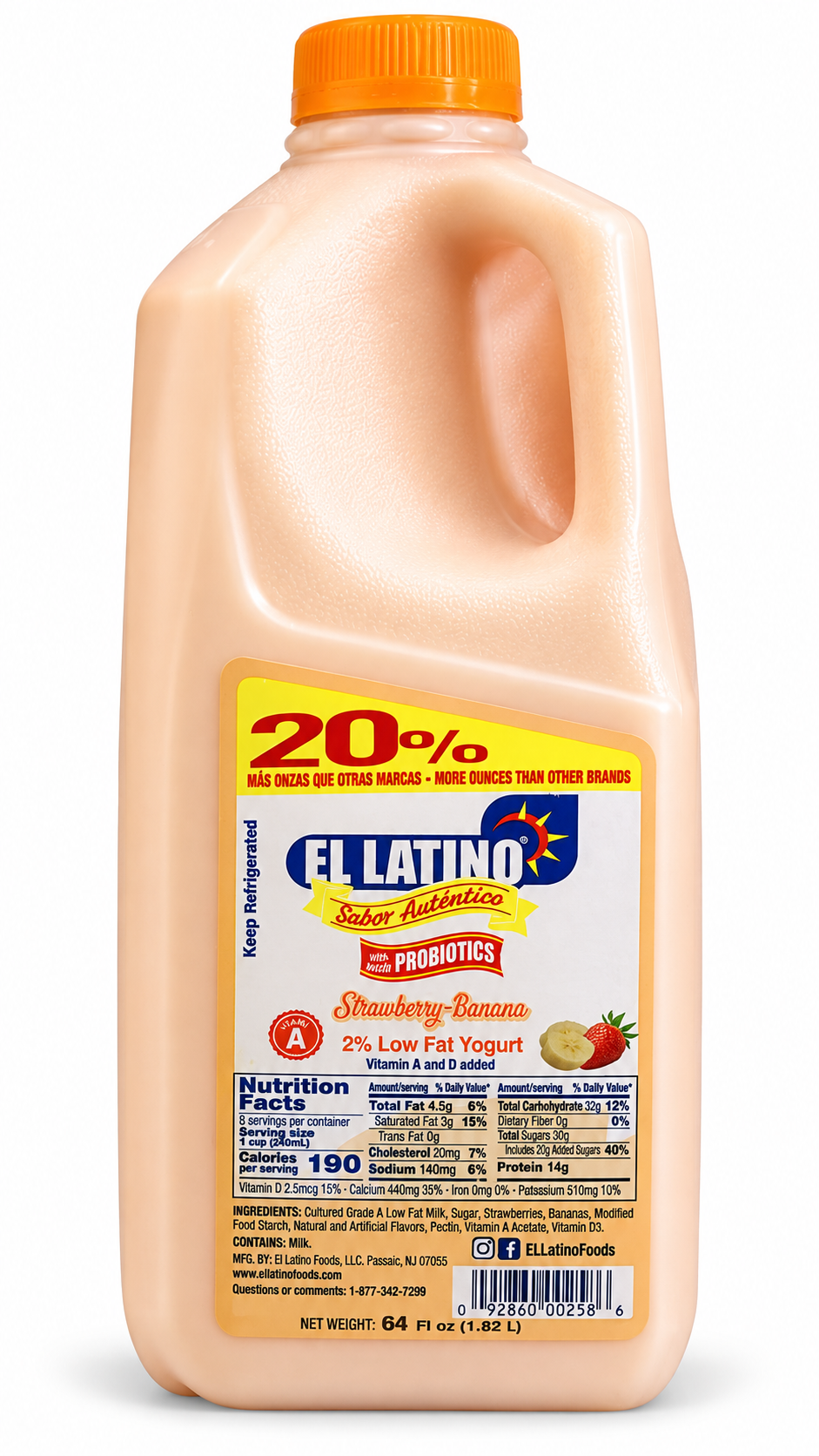 YOGURT D PLATANO Y FRESA /640Z / EL LATINO