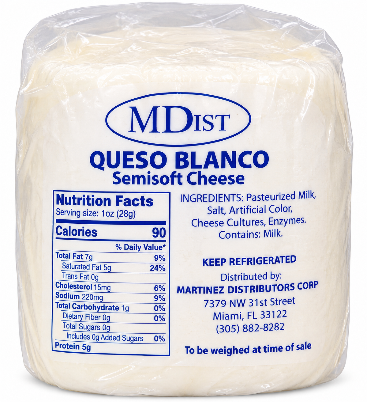 QUESO BLANCO / PESO NETO DE 2LB
