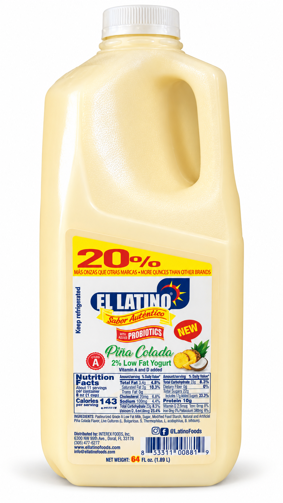 YOGURT D PIÑA COLADA / 64 OZ / EL LATINO
