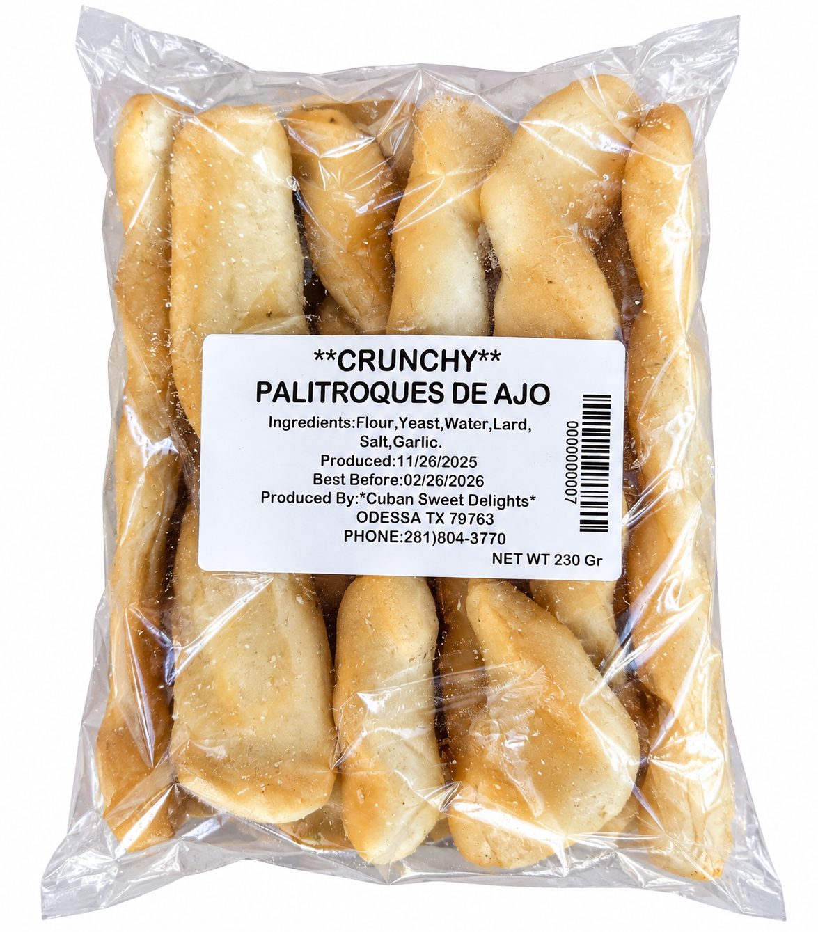 PALITROQUES DE AJO /230 GR