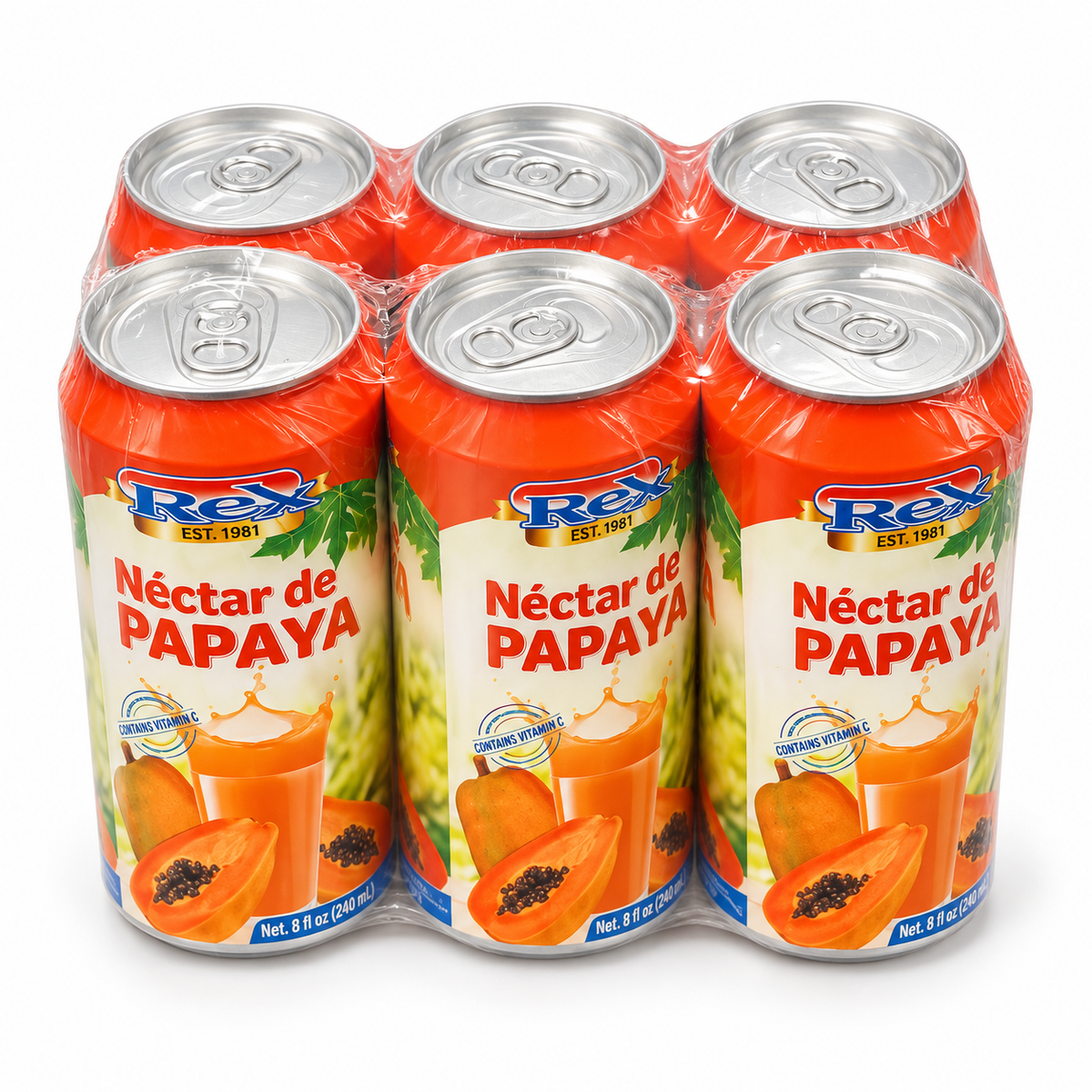 PAQUETE 6 LATAS / NECTAR DE PAPAYA / 8 OZ / REX